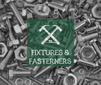 Assorted fixings and fastenings in various sizes and type